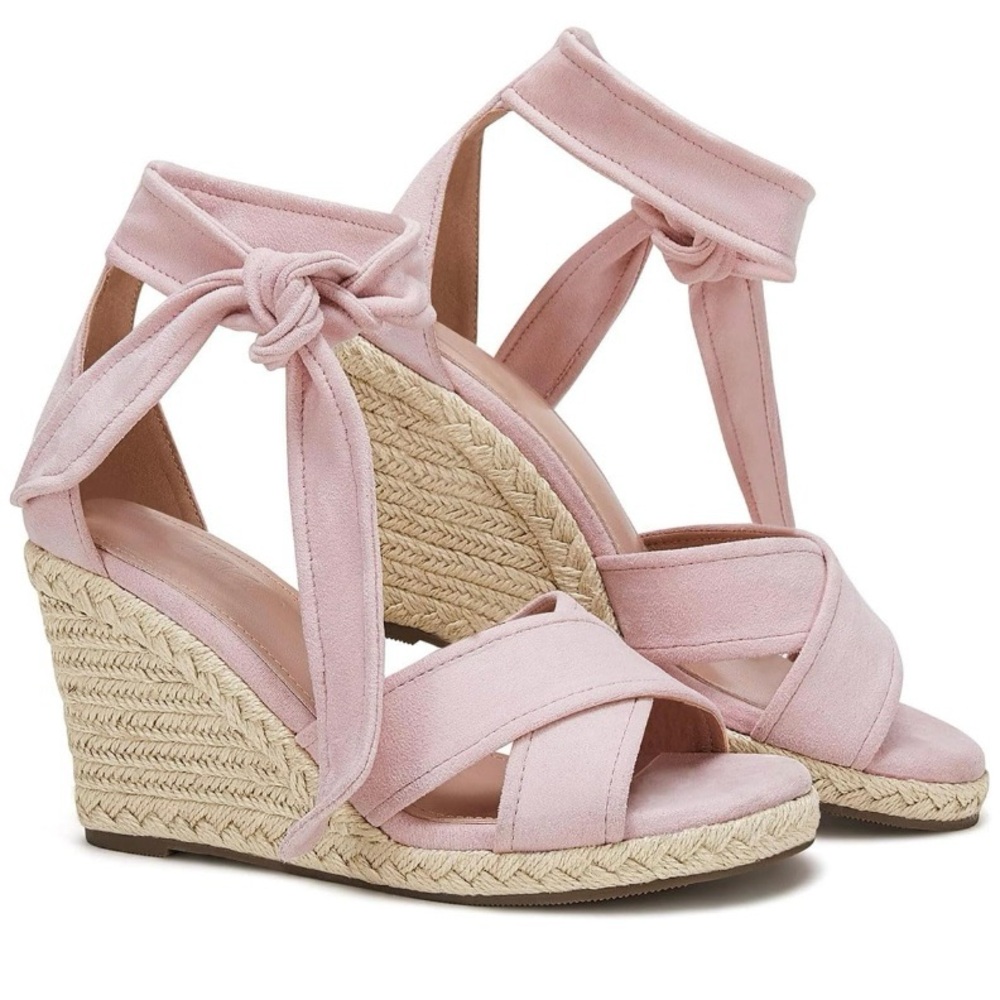 🌸NEW🌸 LAICIGO Ankle Wrap Espadrille Wedge Open Toe Summer Shoes